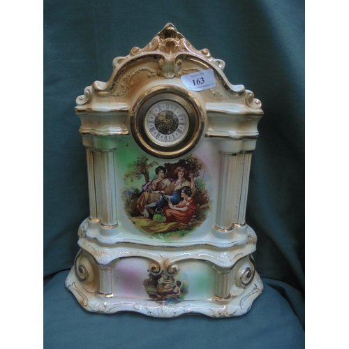 163 - Victorian clock garniture decorated with classical scene