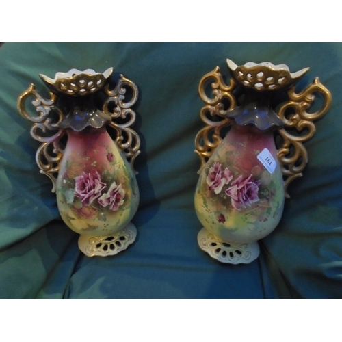 164 - Highly decorated Victorian clock garniture with roses