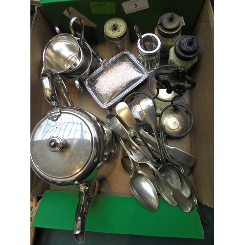 3 - Collection of silver plate items incl. teapot, milk, sugar jug, cruet and various items