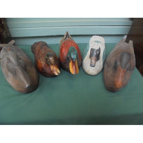 33 - 5 re-production wooden painted decoy ducks