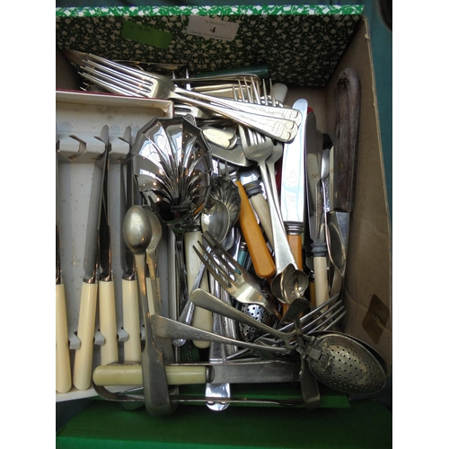 4 - Box of various cutlery items incl. knives, fish knives and other various items of cutlery