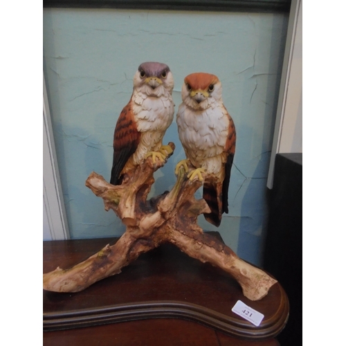 421 - Pottery model of two Hawks on branch