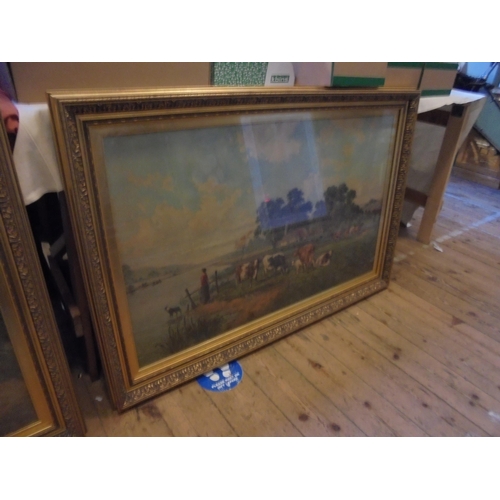 436 - 2 large paintings of rural scenes in gold frames