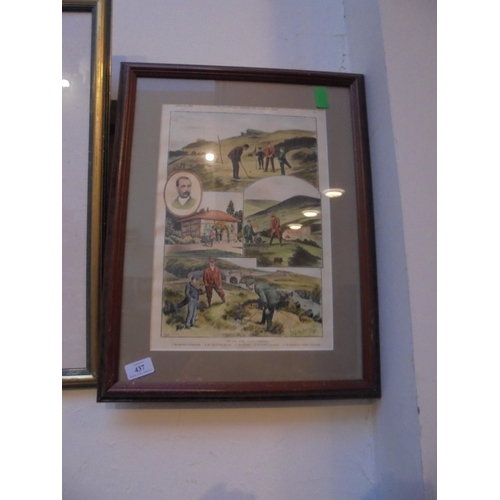 437 - Framed print with date 1892 entitled ''The Golf Links, Ilkey, Yorkshire''