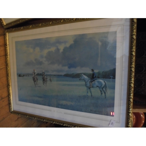 441 - 2 sizeable framed prints of racehorses in gold frames, limited editions