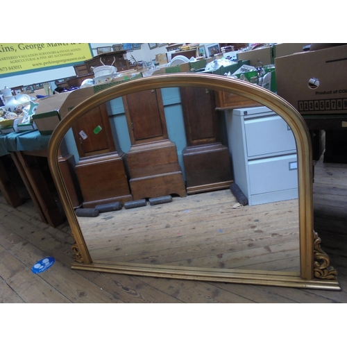 499 - Large modern oval topped over mantle mirror