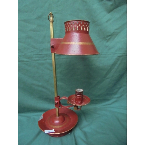 511 - Students styled candle lamp on stand with adjustable shade