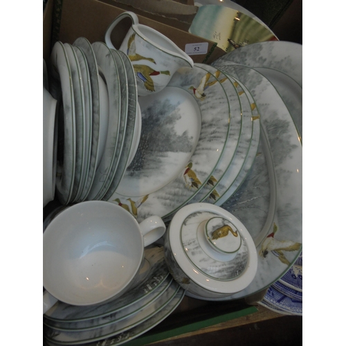 52 - Part dinner service incl plates, bowls, cups and saucers and sugar bowl, Flying Duck design marked G... 