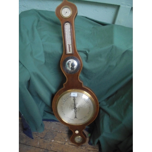 541 - Banjo styled barometer in mixed woods, appears to be in working condition, ex. J. Pini, Brooke Stree... 