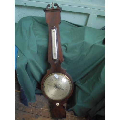 543 - Mahogany veneered banjo styled barometer manufactured in Boston