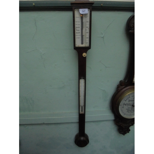 547 - Slim stick barometer with advertising G. Davis, Optician Leeds