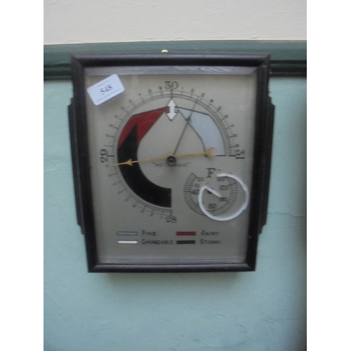 548 - Unusual pressure gauge and barometer with code showing, Fine, Changeable, Stormy and named Meteoroid