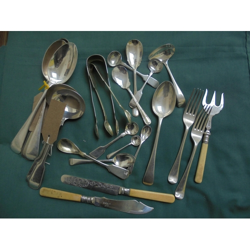 580 - Mixed bag of silver plated cutlery and other items.