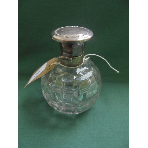 591 - Silver topped cut glass ladies perfume bottle, Sheffield 1920.