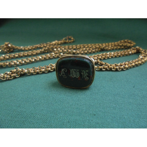 629 - Victorian longard plus secret compartment gold fob.