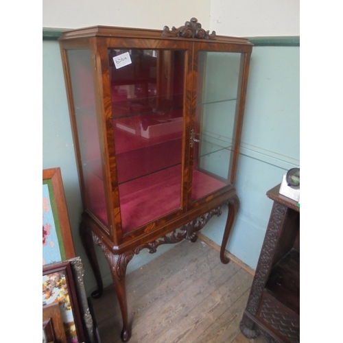 636A - Mahogany display cupboard, glazed to 3 sides on stand