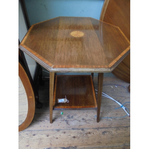 650 - Edwardian mixed wood 2 tier side table on splayed legs