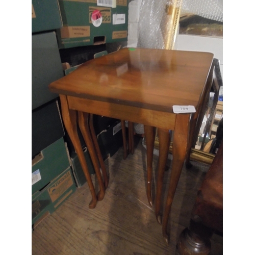 708 - Modern nest of tables on fine legs, light mahogany  INTERIOR ITEMS