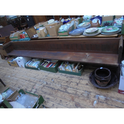 722 - Large 12ft long old church pitched pine pew.