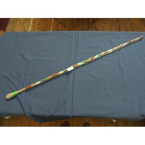 630I - Long ornamental twisted glass walking stick of Victorian era