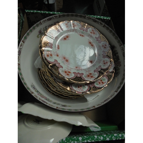 24 - Number of Victorian side plates marked Blairs China, England and 2 Carlton ware trays together with ... 