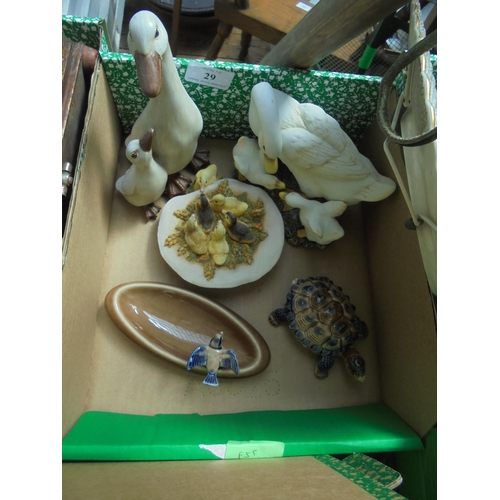 29 - 3 Duck ornaments together with Wade pottery trinket dish and tortoise with lid