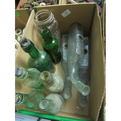 35 - Interesting collection of old bottles including 3 unusual grape containers (all glass)