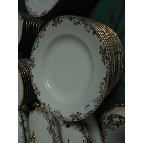 382 - Superb 58 piece dinner service marked Limoges J.Pouyat with gilding including 3 different sized plat... 