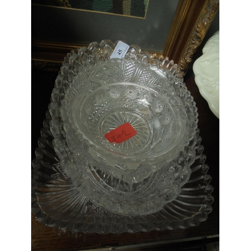 45 - Set of 4 well proportioned cut glass dishes