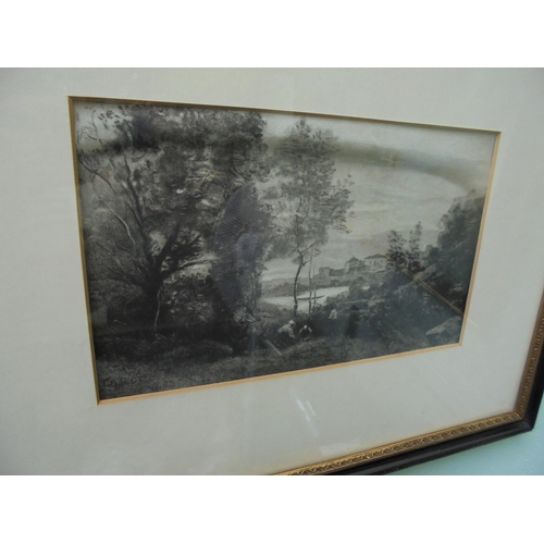 557 - Fine framed etching by Jean Baptiste Camille Corot, French 1796 - 1875, signed