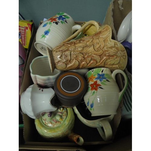 58 - Selection of mid-20th century jugs, 3 matching teapots, Sylvac pouring jug and others