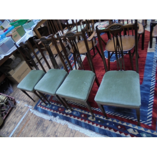 631 - Set of 4 early 20th century dining chairs with fabric seating