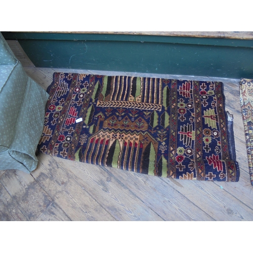 637 - Middle Eastern style rug, highly patterned (80'' x 45'')