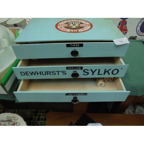 76 - Interesting Dewhurst Sylco advertising box with 3 drawers