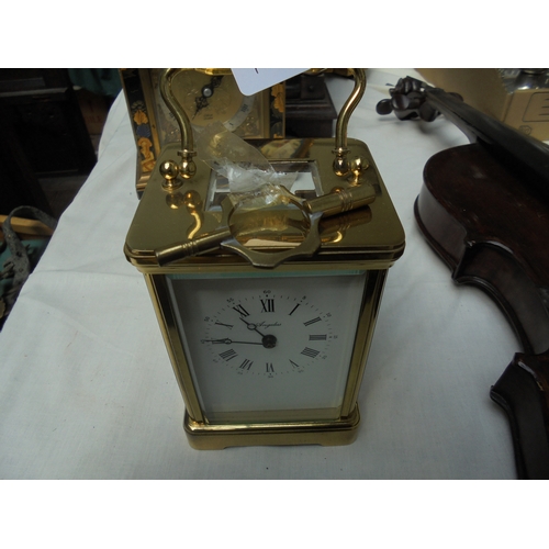 159A - Modern brass carriage clock by Angelus (with key)