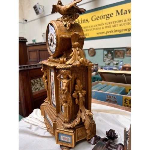 159 - Highly decorative French bracket clock with delightful inset porcelain face and panels (for repair)