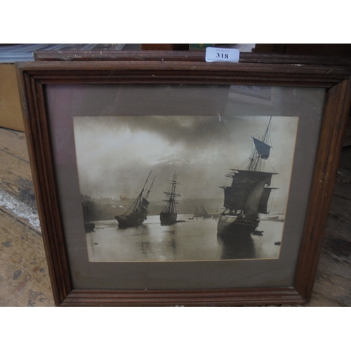 318 - Set of 6 framed old photographs by Frank Sutcliffe of Whitby with fishing boats