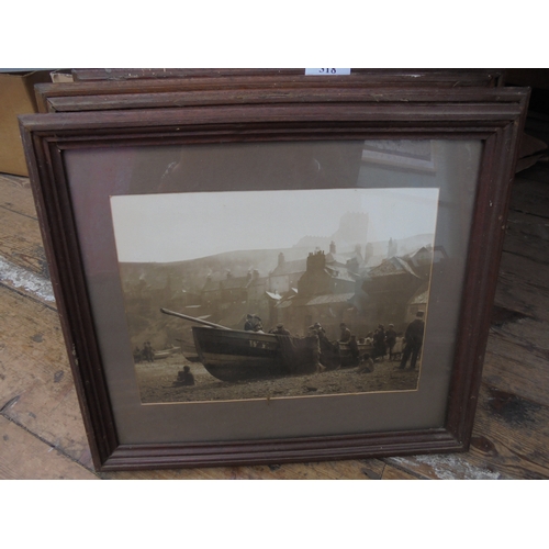 318 - Set of 6 framed old photographs by Frank Sutcliffe of Whitby with fishing boats