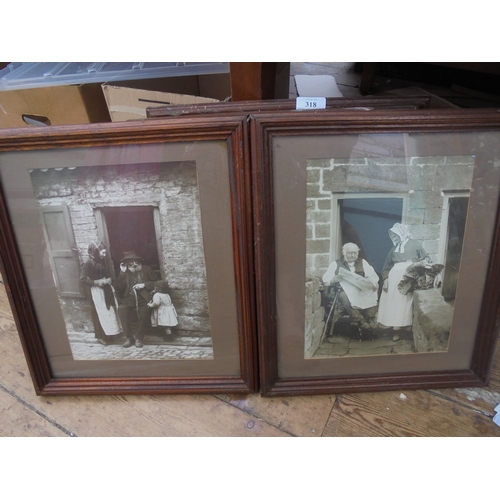 318 - Set of 6 framed old photographs by Frank Sutcliffe of Whitby with fishing boats