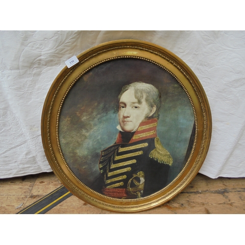 330 - Large oil on canvas of a military officer in uniform (68cm x 63cm) all in gilt frame