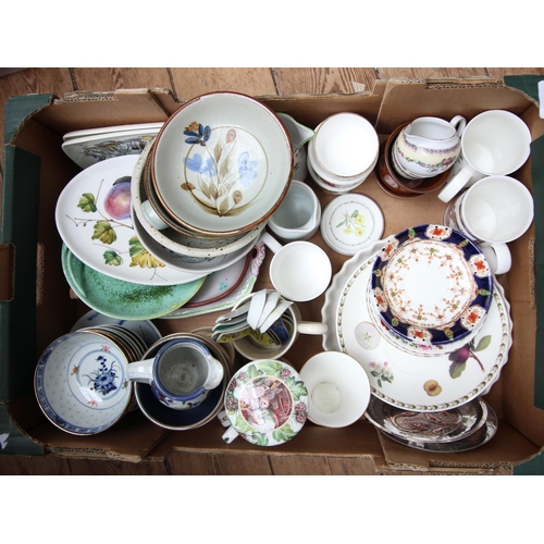 4 - Box containing mixed china pottery of cups, bowls, plates etc.