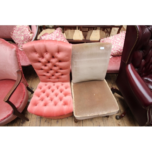 647 - Pair of fabric covered bedroom chairs