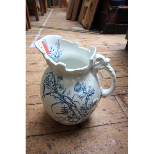 117 - Large Victorian blue and white bedroom water jug