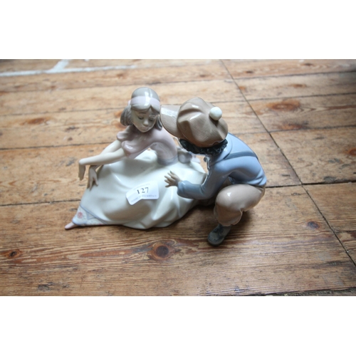 127 - Attractive and sizeable Lladro figure of boy with young girl