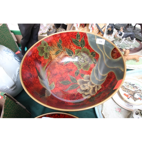 130 - Large rich lustre bowl on wooden stand