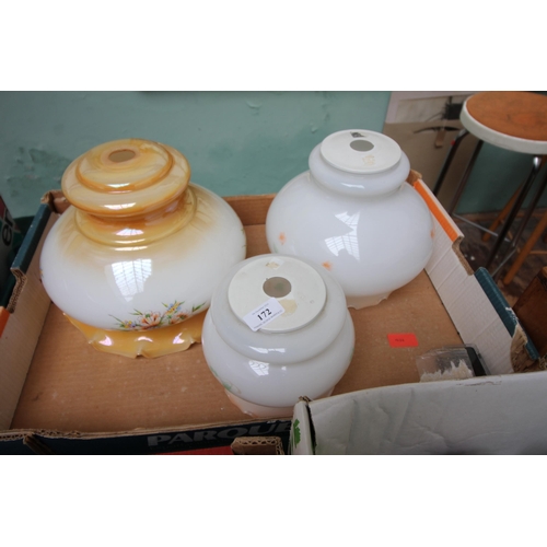 172 - 3 glass lamp shades of various sizes