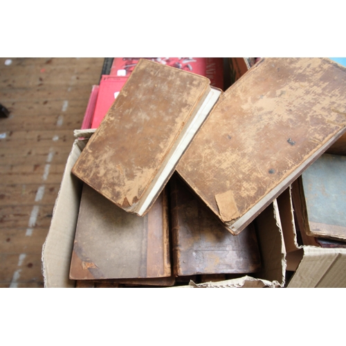 185 - (x2) boxes of old legal leather bound editions to include 'Archbold - Pleading and Evidence in Crimi... 