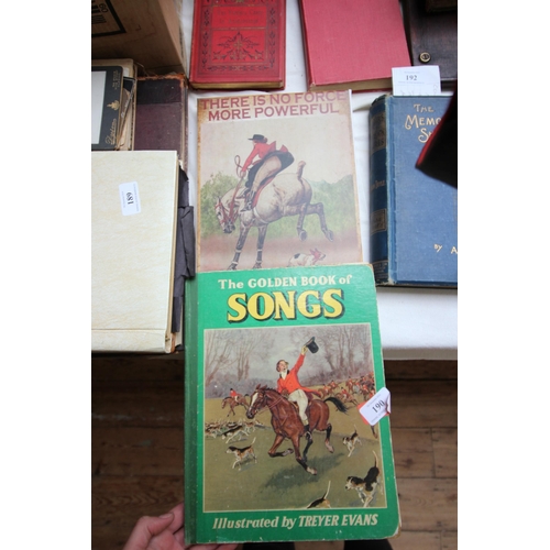 190 - Early 1950's Golden Book of Songs, illustrated with hunting scene, together with a modern framed com... 