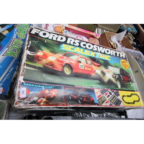 202 - Vintage boxed Scalextric set track with two Ford Cosworth cars