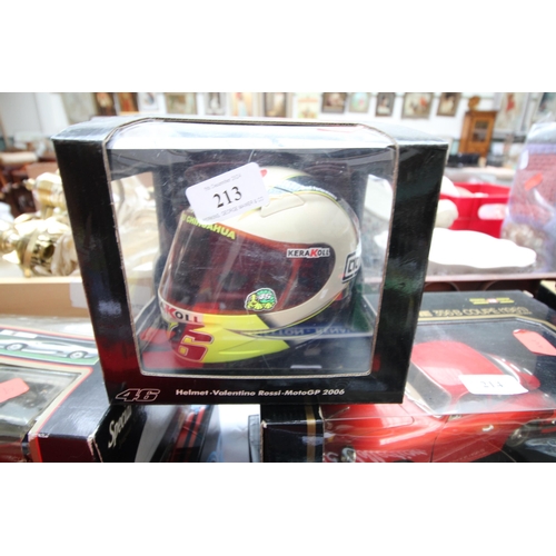 213 - Boxed mini Racing Bike helmet, Valentino Rossi collection, Minichamps